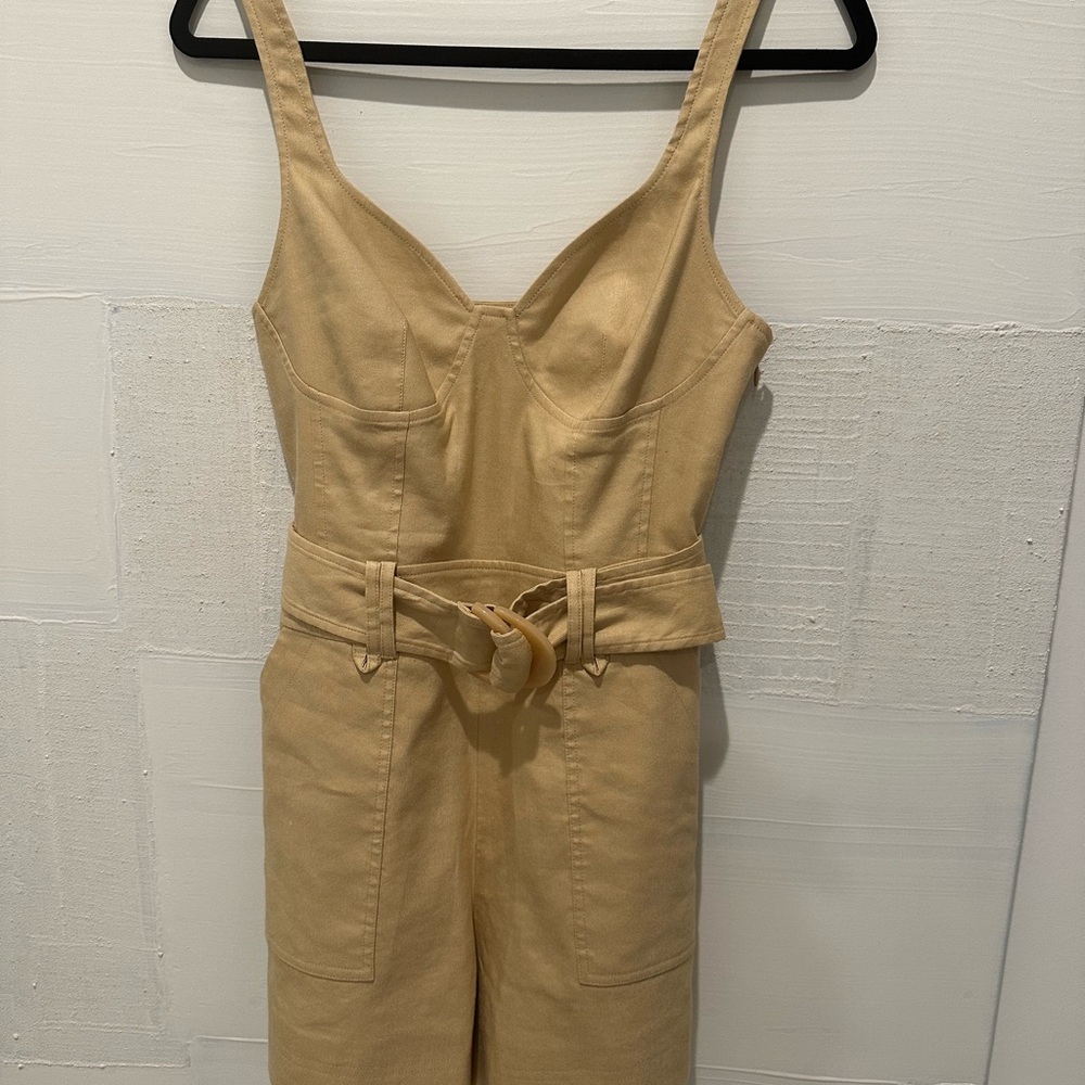 Simkhai Tan Sleeveless Jumpsuit with Belt Kai Romper